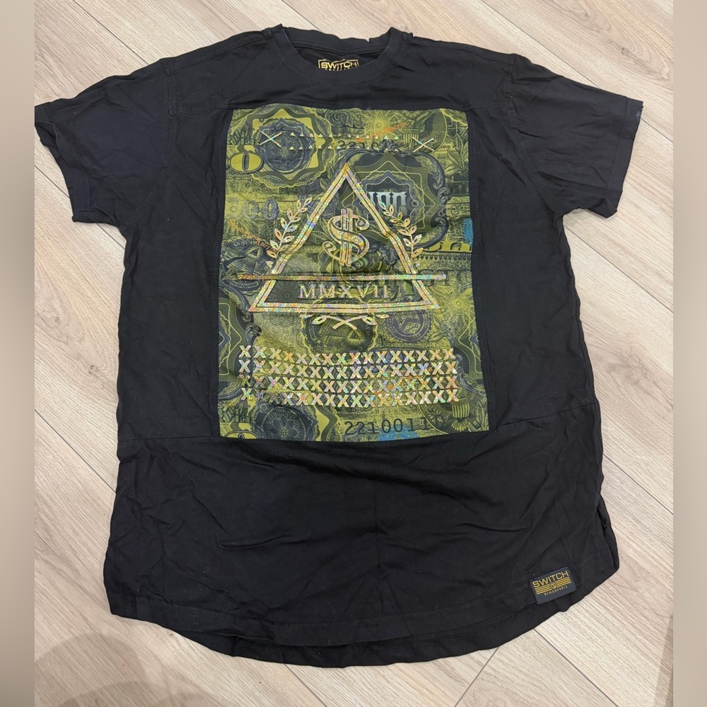 Black and Gold and Green Graphic Tee